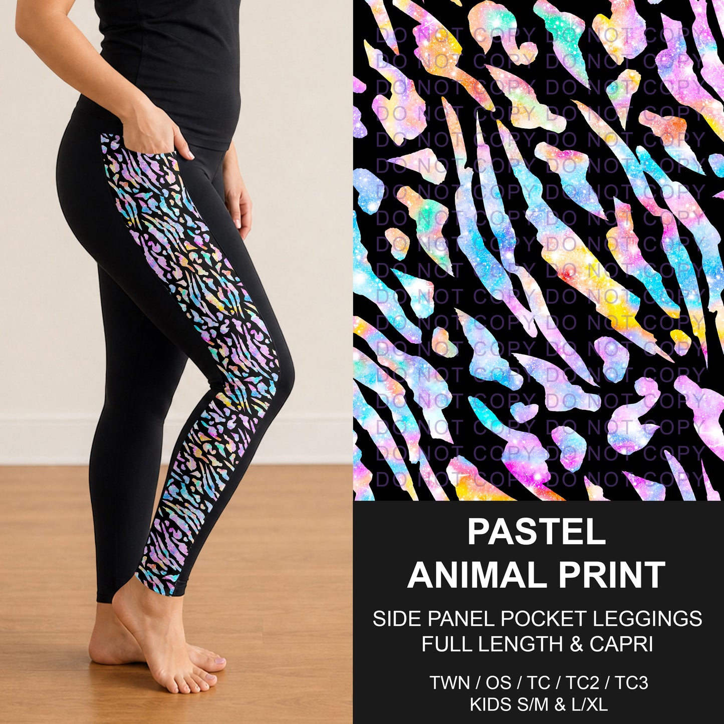 B300 - Preorder Pastel Animal Print Side Panel Pocket Leggings (Closes 7/15. ETA: mid Sept.)