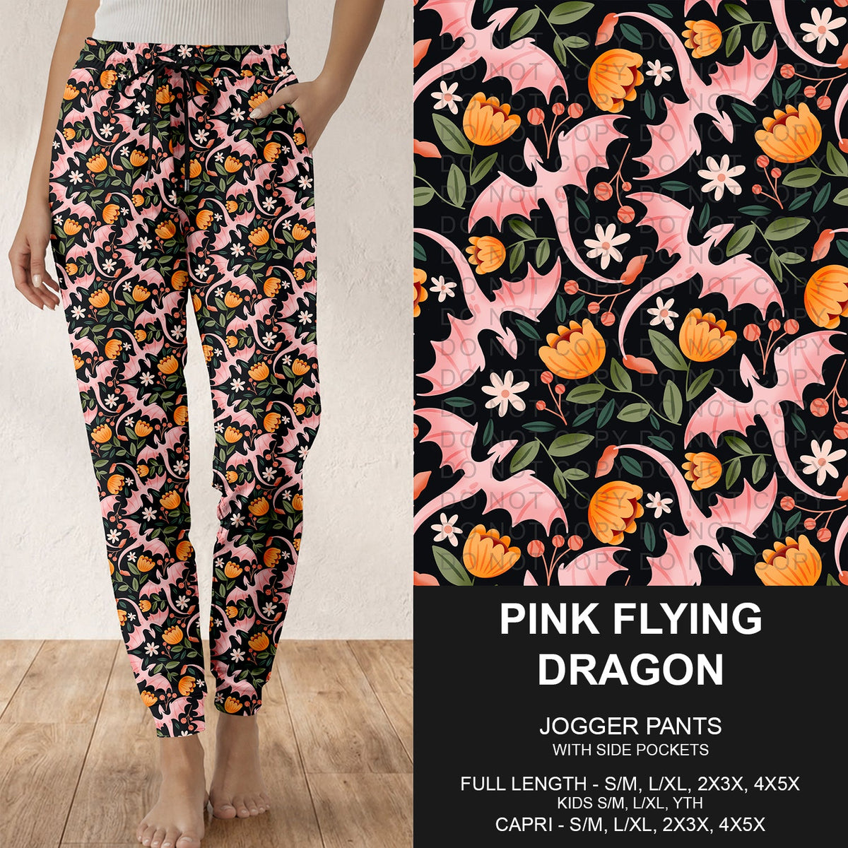 B319 - Preorder Pink Flying Dragon Joggers (Closes 11/01. ETA: early Jan.)