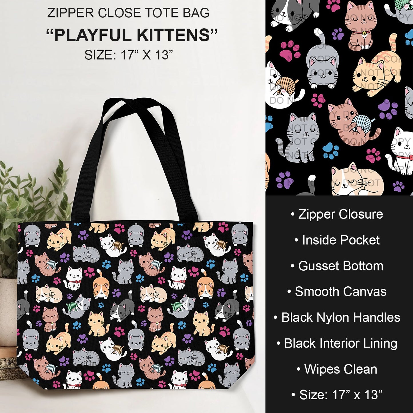 B232 - Preorder Playful Kittens Tote Bag (Closes 6/04. ETA: late July)