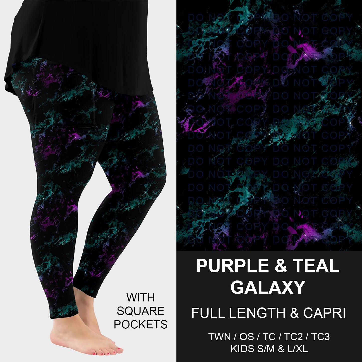 B291 - Preorder Purple and Teal Galaxy Leggings w/ Pockets (Closes 5/17. ETA: late July)