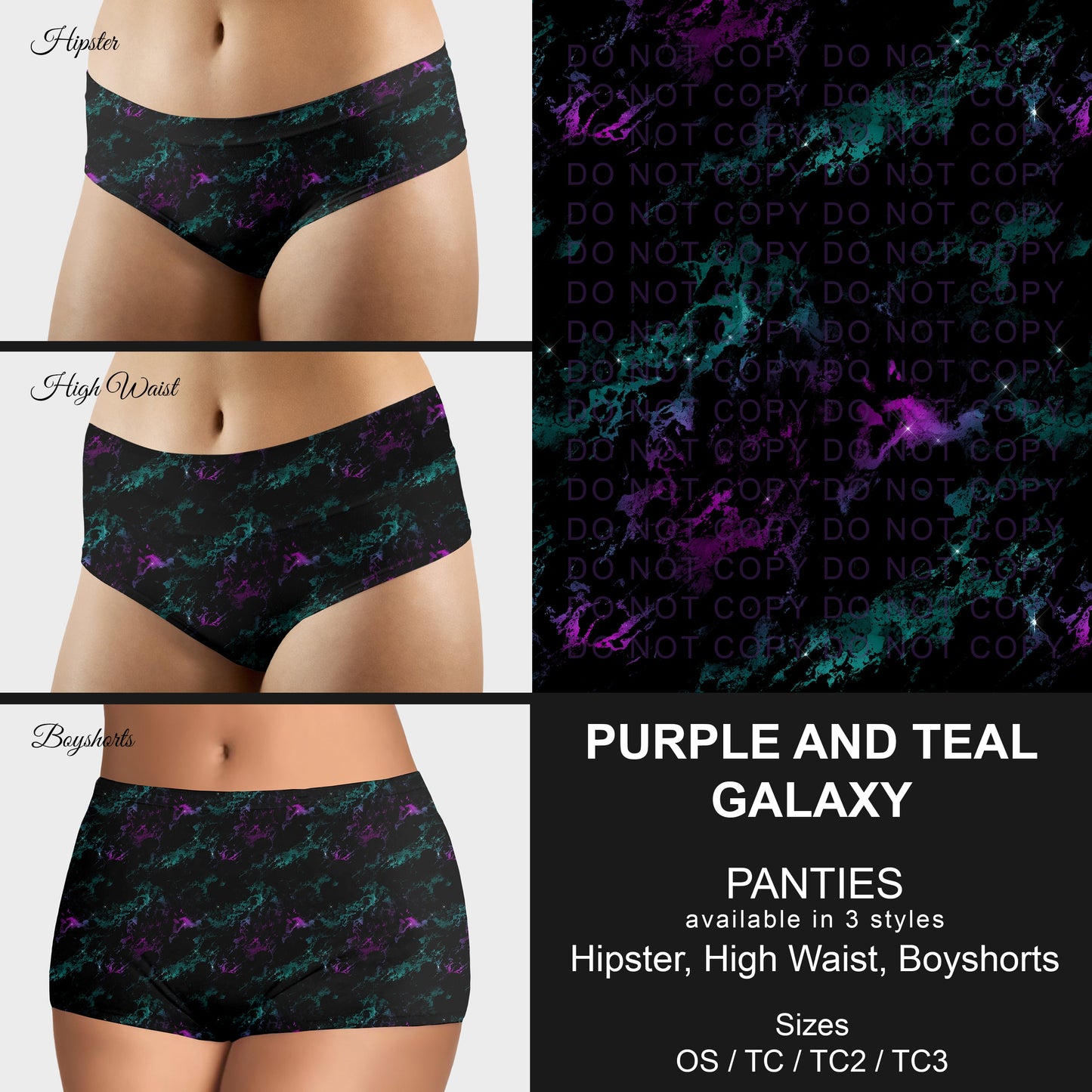 B306 - Preorder Purple and Teal Galaxy Panties (Closes 8/07. ETA mid October)