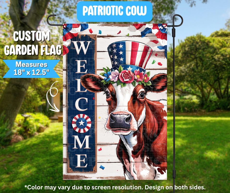 Patriotic Cow Garden Flag