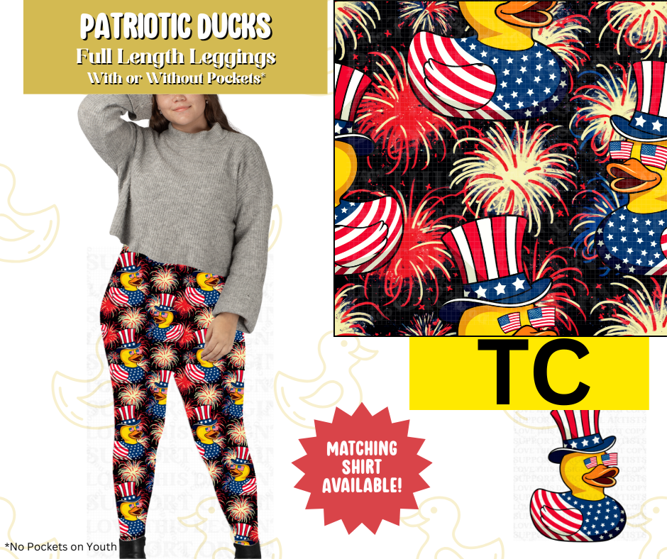 Patriotic Ducks Full Length Leggings w/ Pockets