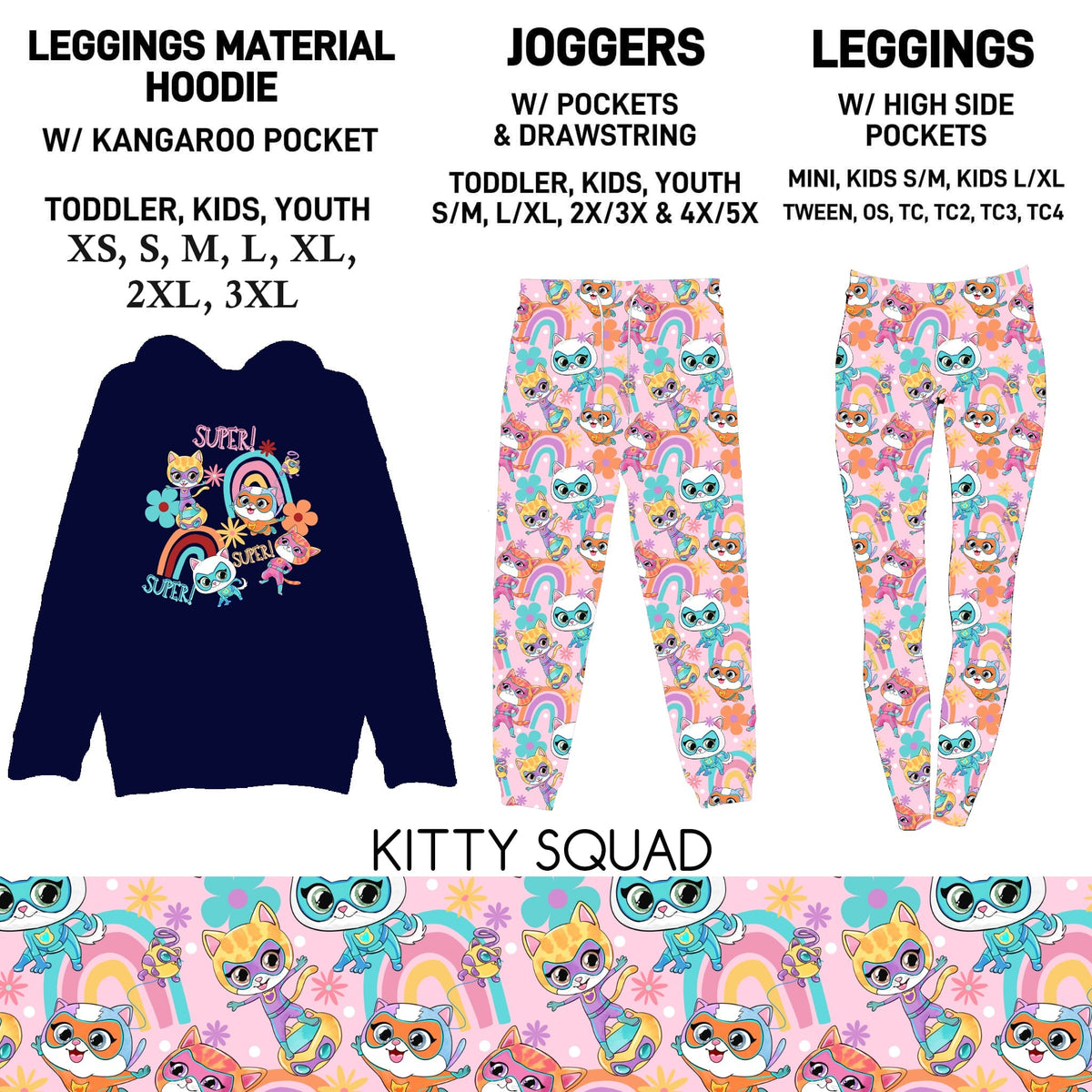 HDT1 - Kitty Squad Leggings Material Hoodie/Leggings/Full Joggers - Preorder Due 10/25 ETA: Late Dec