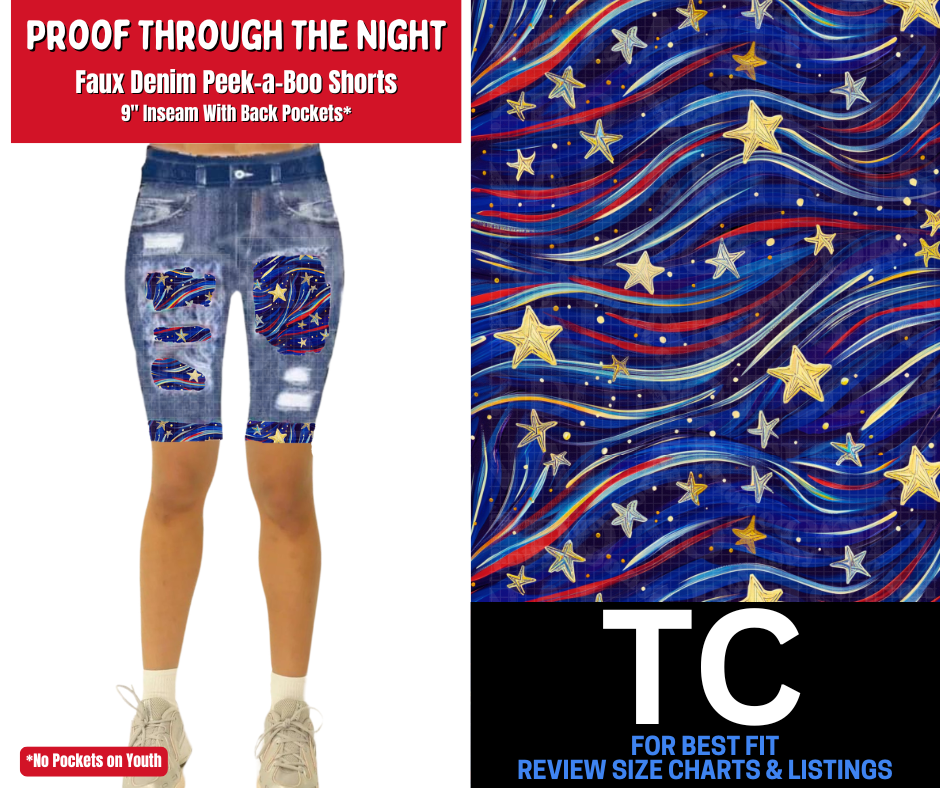 Proof Through The Night Faux Denim Peekaboo Jamaica Shorts