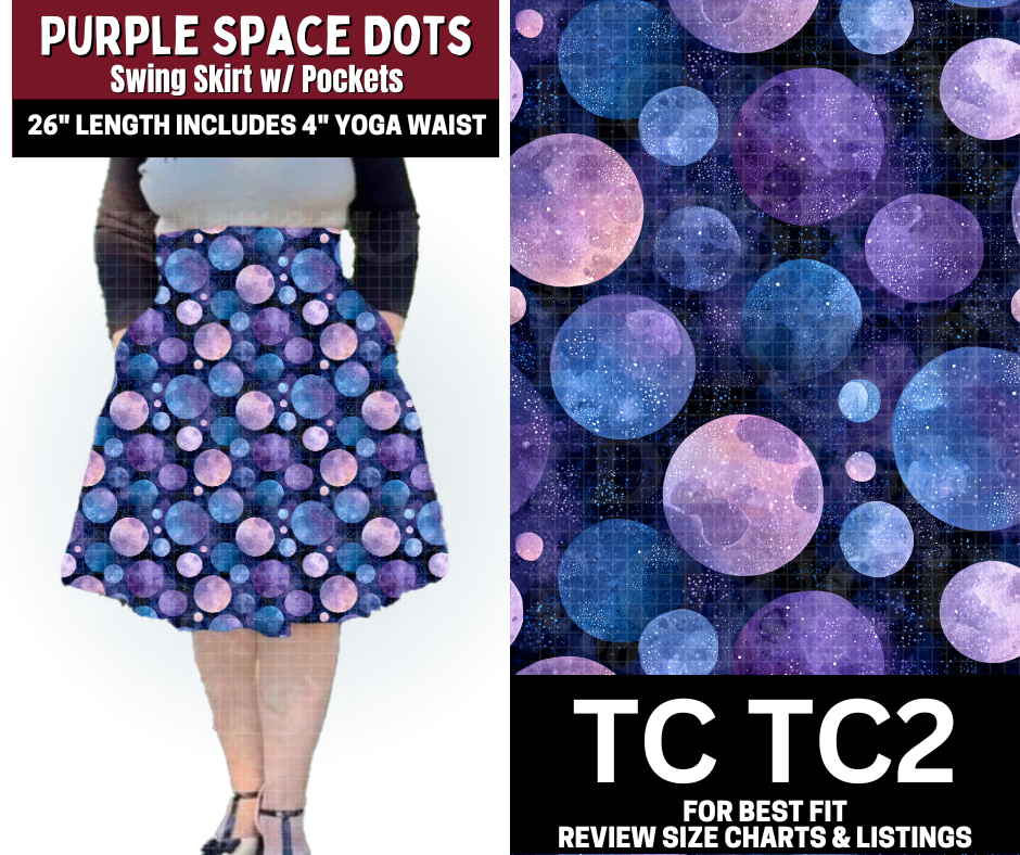 Purple Space Dots Swing Skirt
