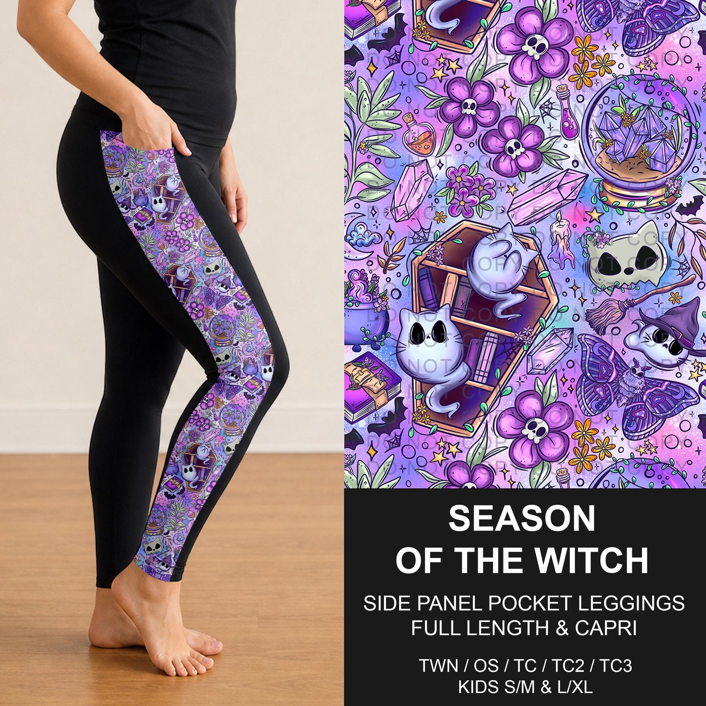 B297 - Preorder Season of the Witch Side Panel Pocket Leggings (Closes 6/28. ETA: early Sept.)
