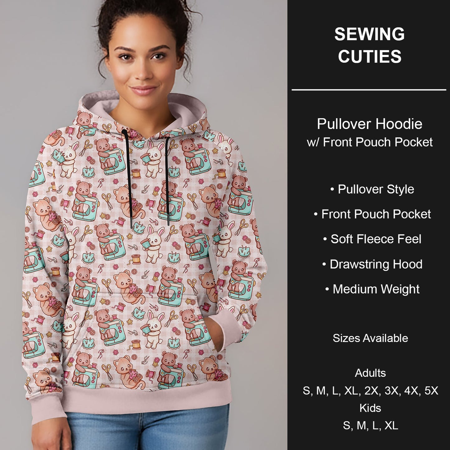 B266 - Preorder Sewing Cuties Pullover Hoodie (Closes 12/17. ETA late Feb.)