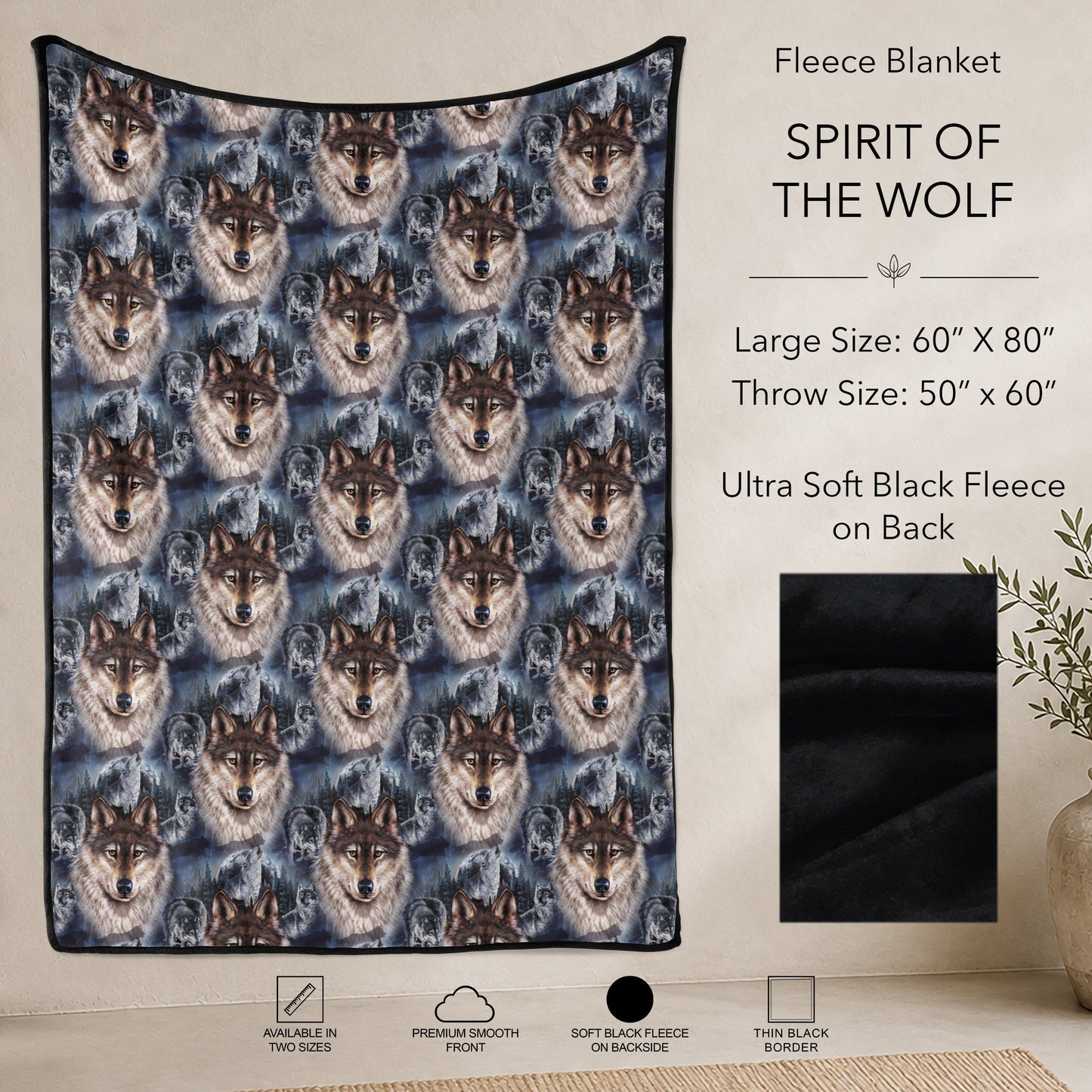 B304 - Pre-Order Spirit of the Wolf Fleece Blanket (Closes 7/31. ETA: early Oct)