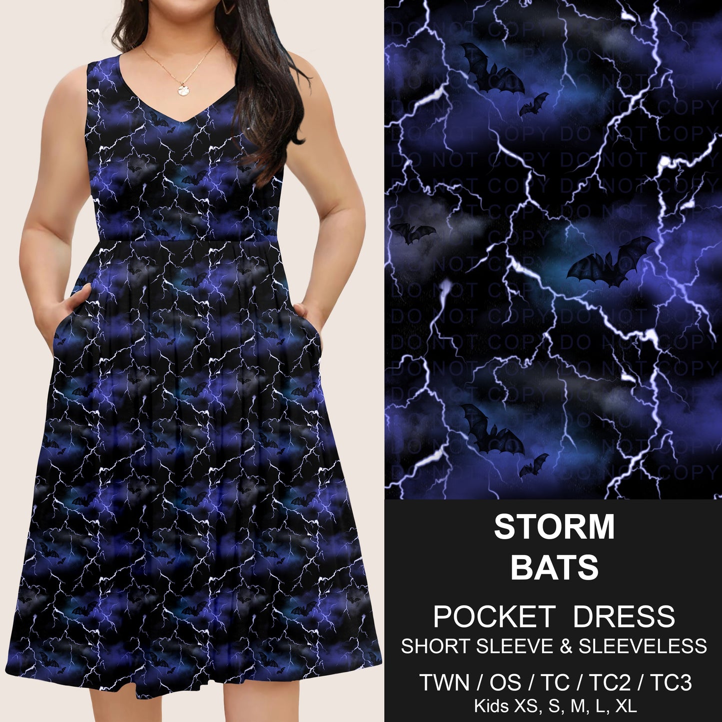 B302 - Preorder Storm Bats Pocket Dress (Closes 7/24. ETA: early Oct)