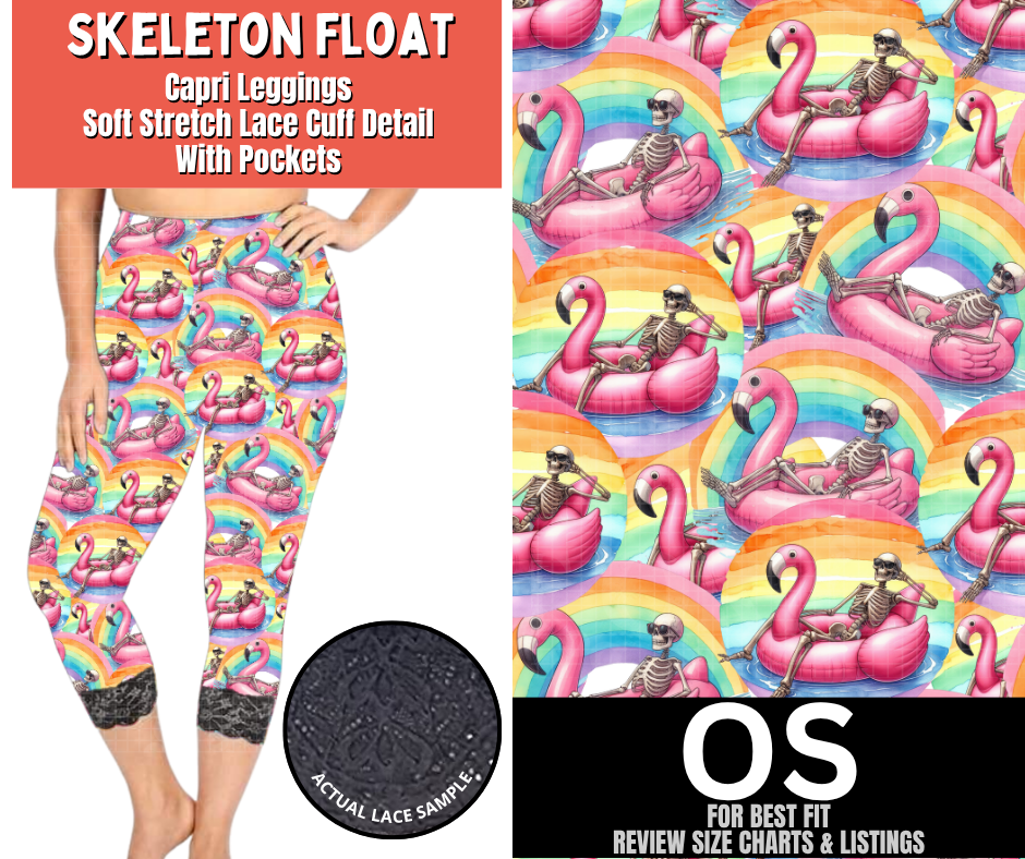 Skeleton Float Lace Cuff Capris w/ Pockets