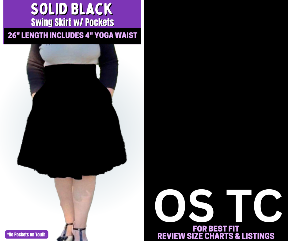 Solid Black Swing Skirt