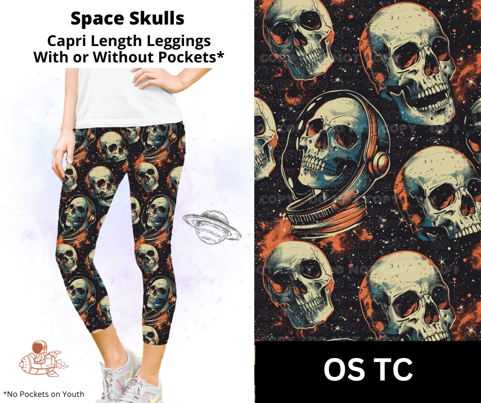 Space Skulls Capri Length Leggings