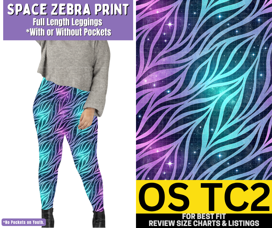 Space Zebra Print Full Length Leggings w/ Pockets