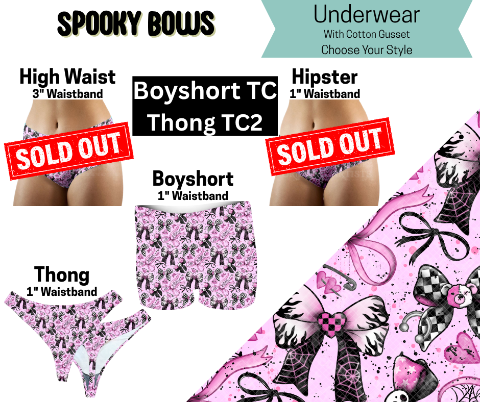 Spooky Bows Boyshort & Thong Underwear