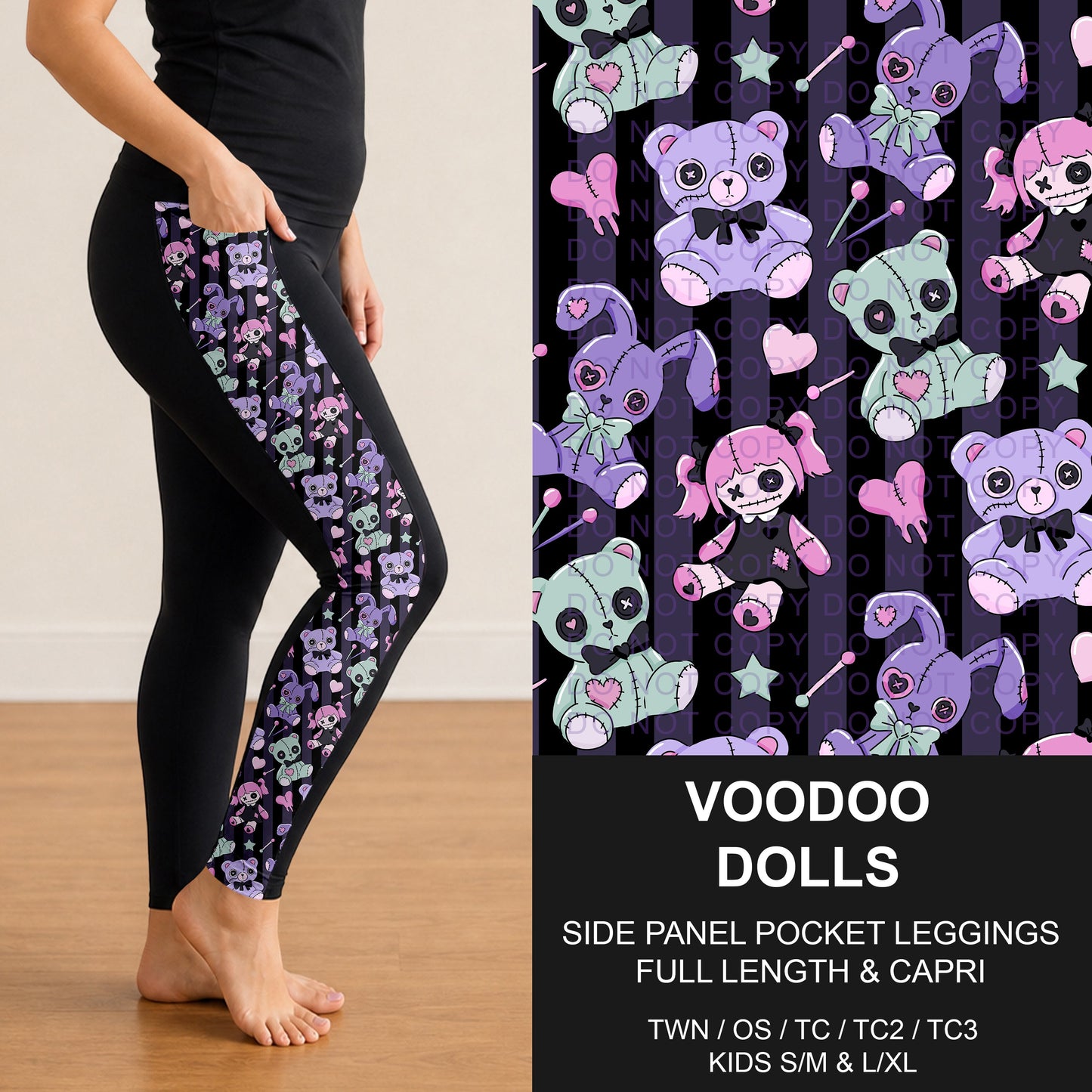 B309 - Preorder Voodoo Dolls Side Panel Pocket Leggings (Closes 8/23. ETA: late Oct.)