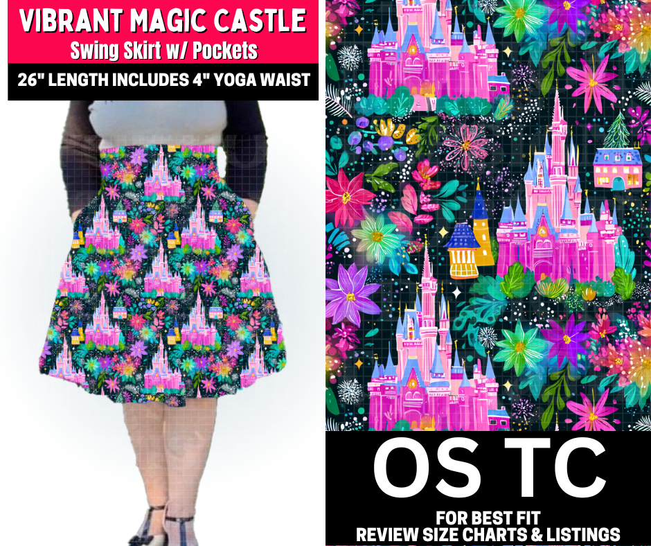 Vibrant Magic Castle Swing Skirt
