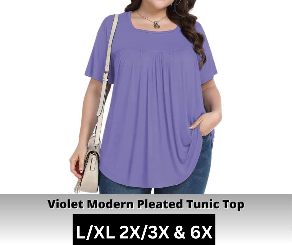 Violet Pleated Tunic Top
