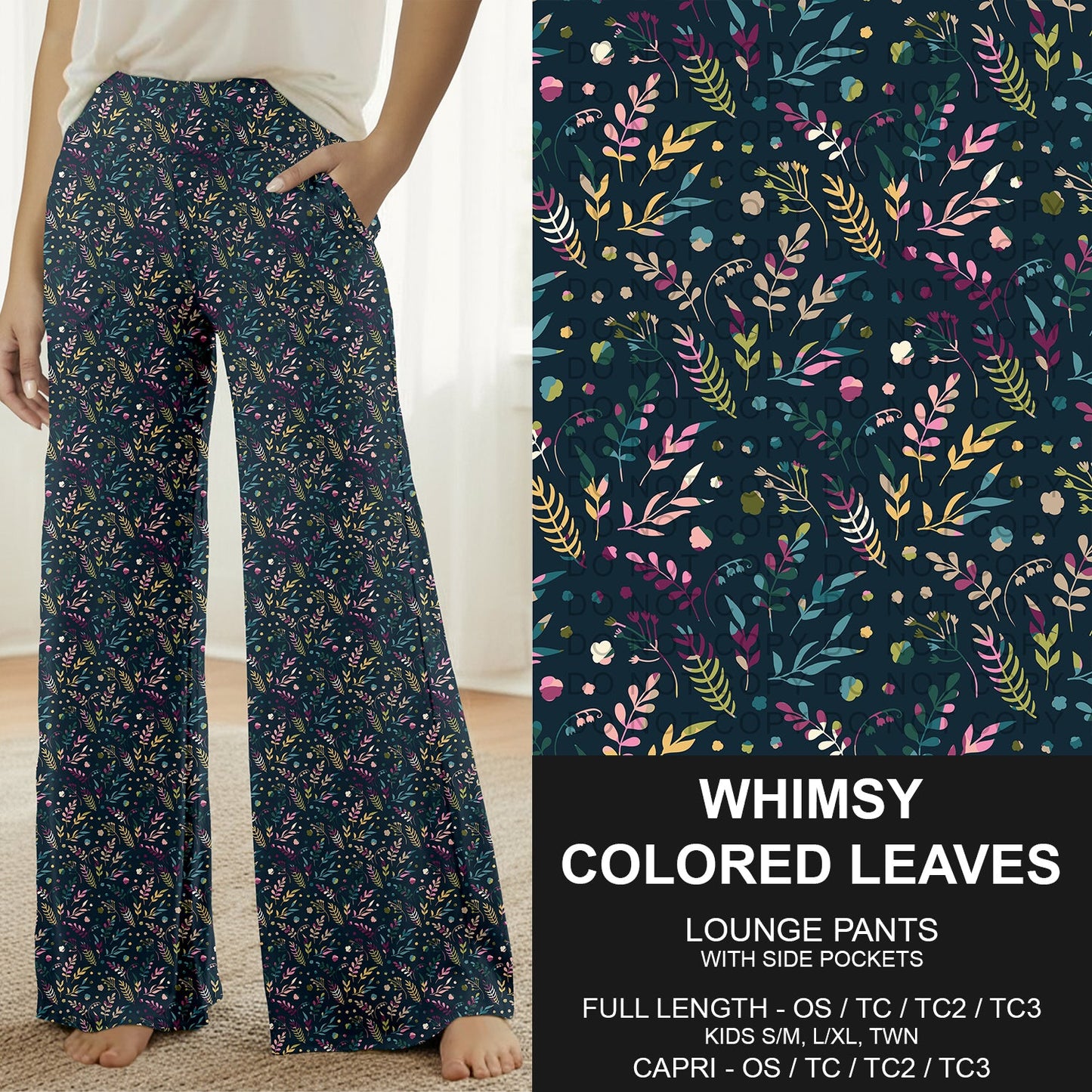 B309 - Preorder Whimsy Colored Leaves Lounge Pants (Closes 8/23. ETA: late Oct.)