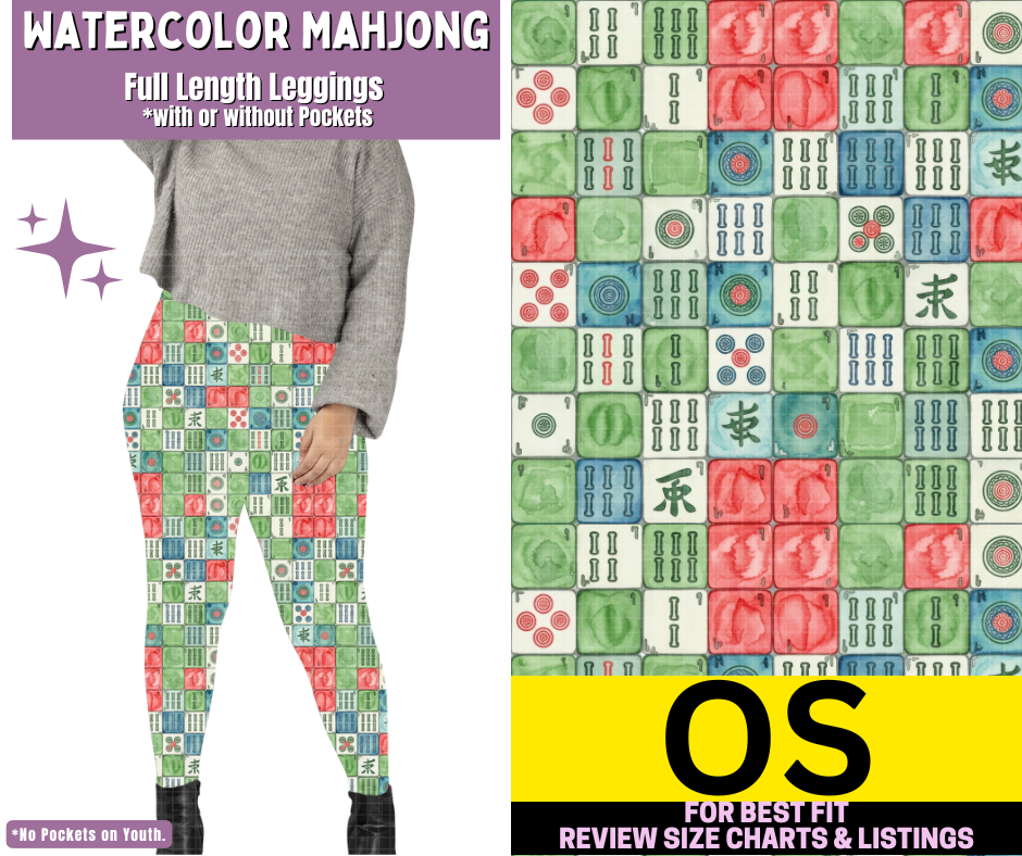 Watercolor Mahjong Full Length Leggings w/ Pockets