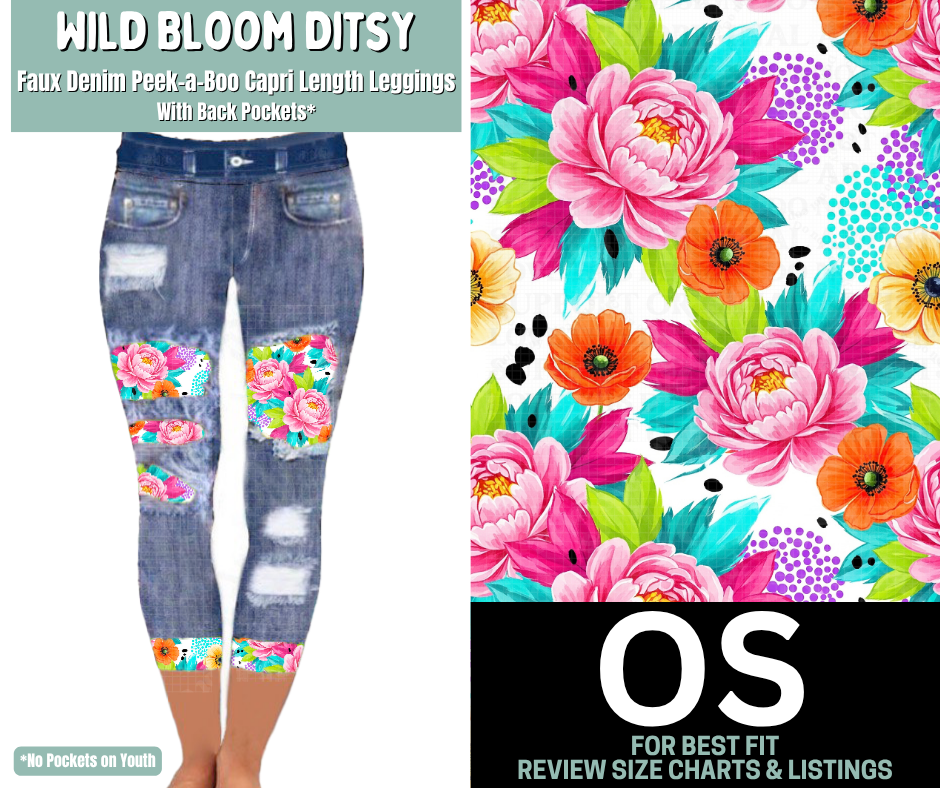 Wild Bloom Ditsy Capri Faux Denim Peekaboo
