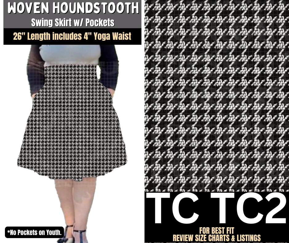 Woven Houndstooth Swing Skirt