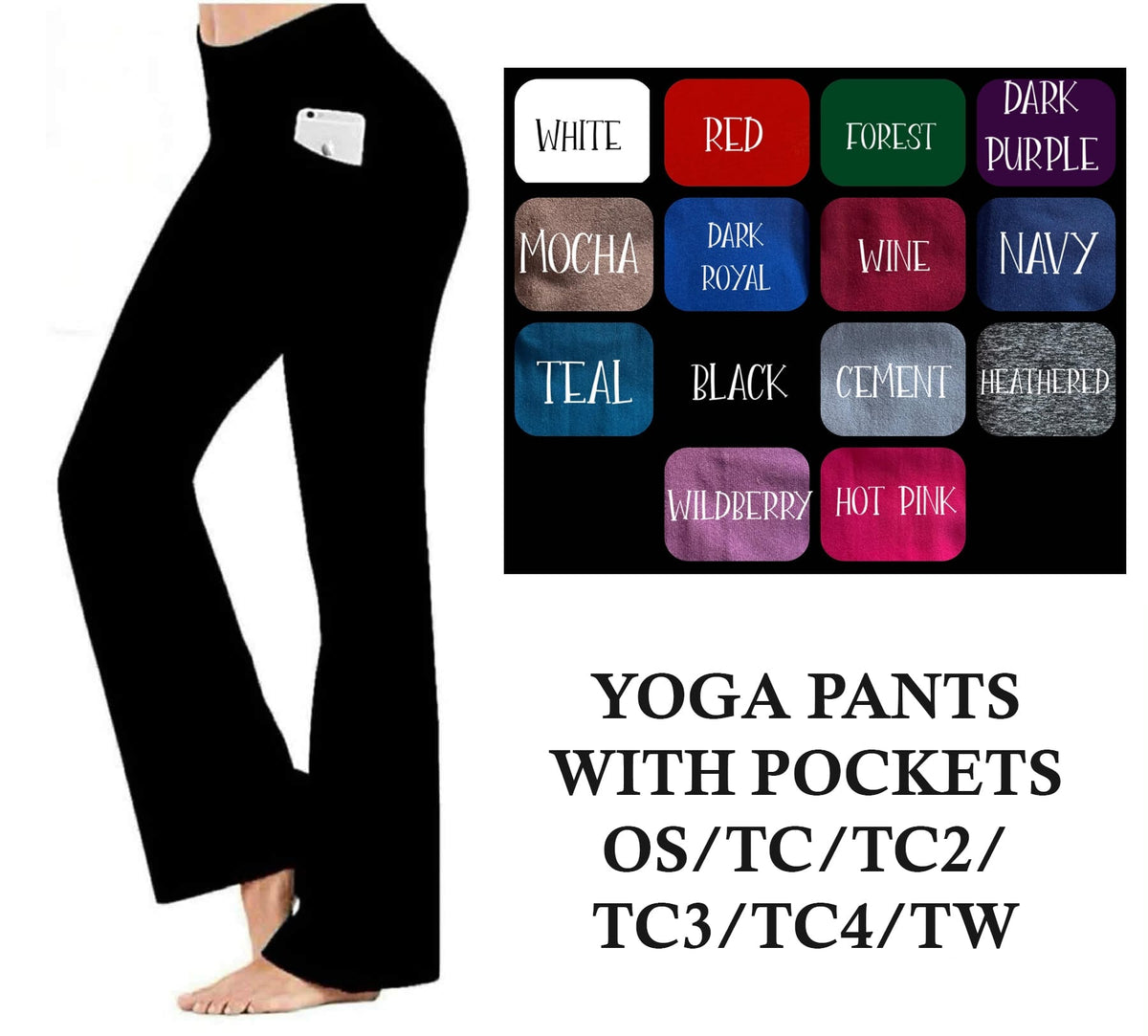 WT6S - Solid Color Yoga Pants with Front Pockets - Preorder Due 11/1 ETA: Late Dec