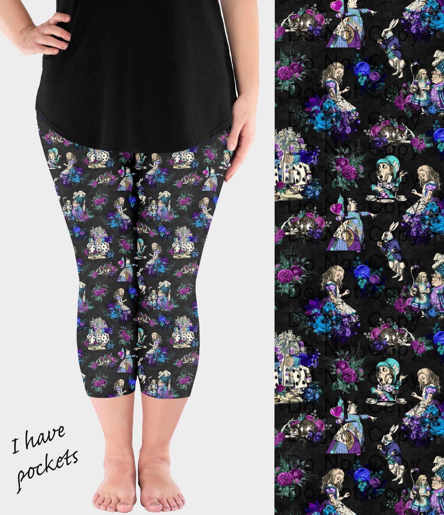 RTS - Alice Off the Pages Capri Leggings with Pockets