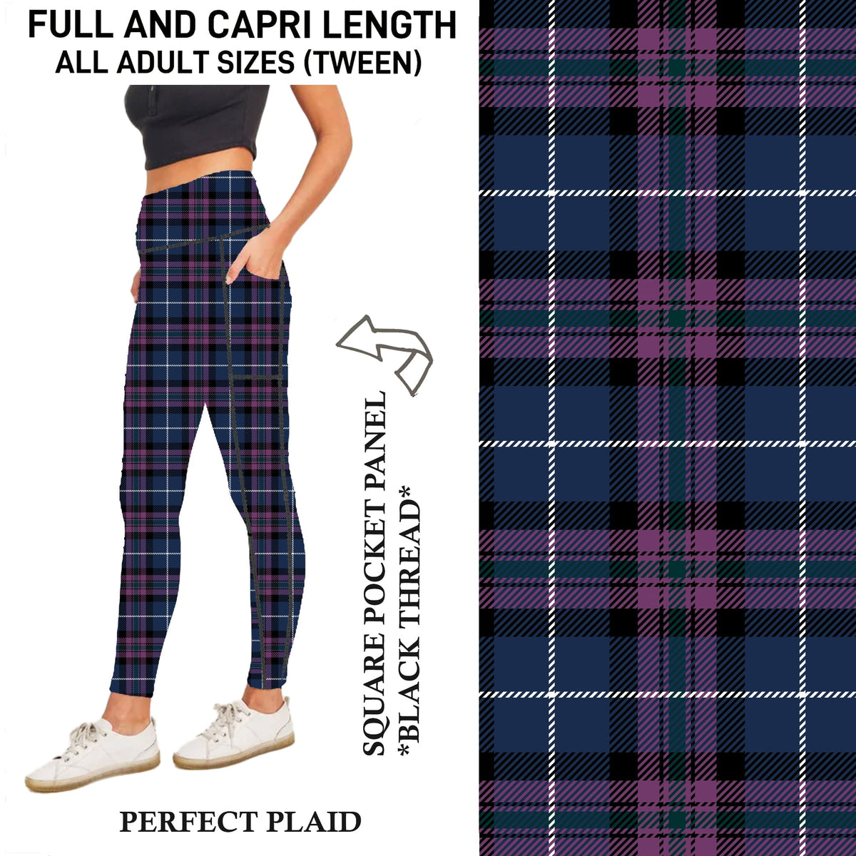 S3PJ - Perfect Plaid Capris/Leggings with Square Pocket Panel - Preorder Due 10/28 ETA: Late Dec