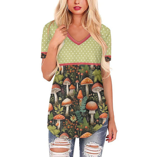 Ferns and Mushrooms Women's V-neck Top