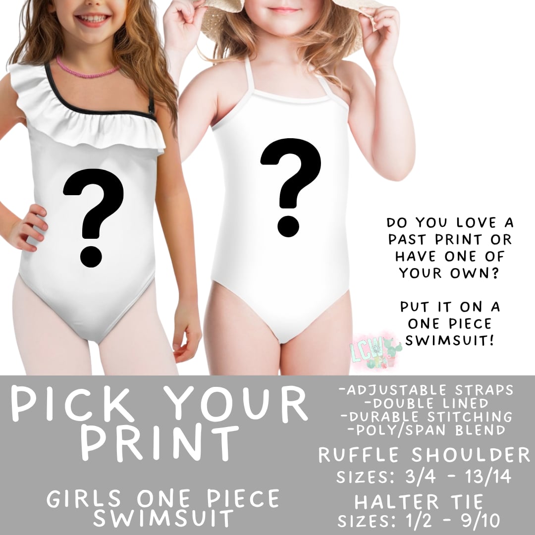 Batch #581 - PYP Football - Closes 9/4 - ETA Early Nov - Pick Your Print Girl's Swimsuit