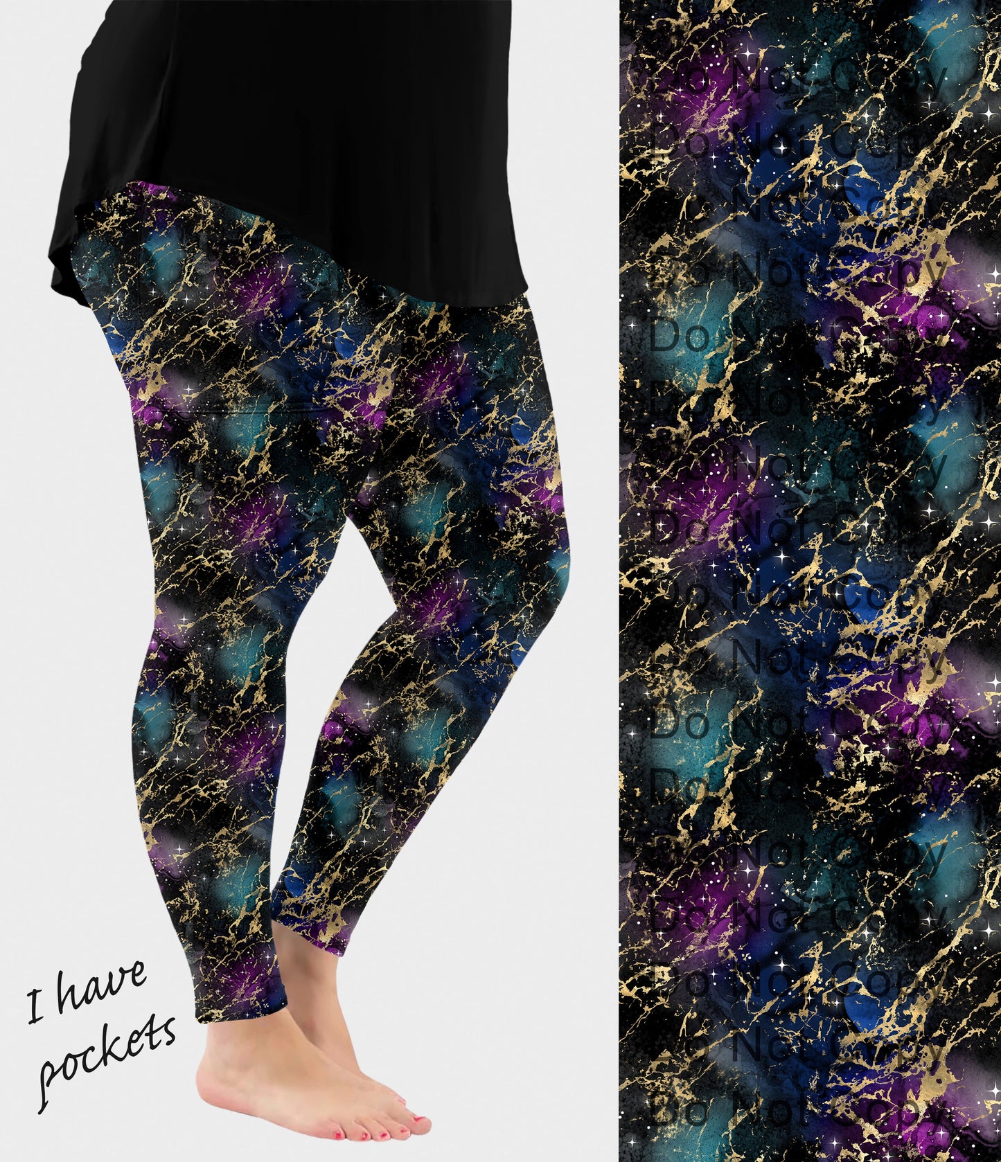 RTS - Golden Colorstruck Galaxy Leggings with Pockets