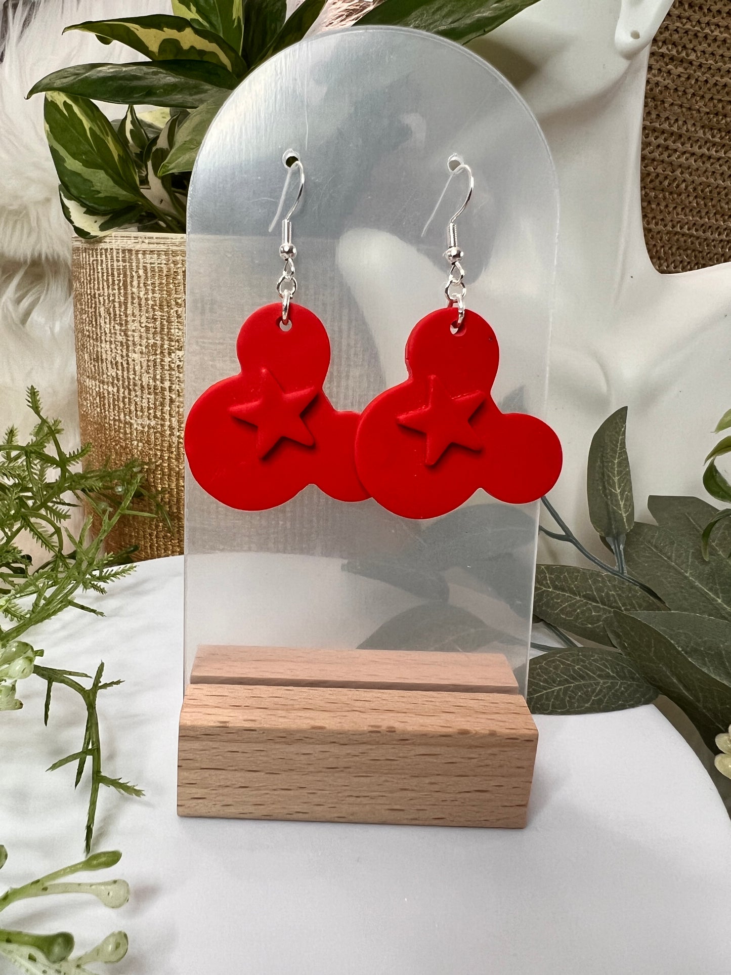 Red Star Mouse Hook Earrings