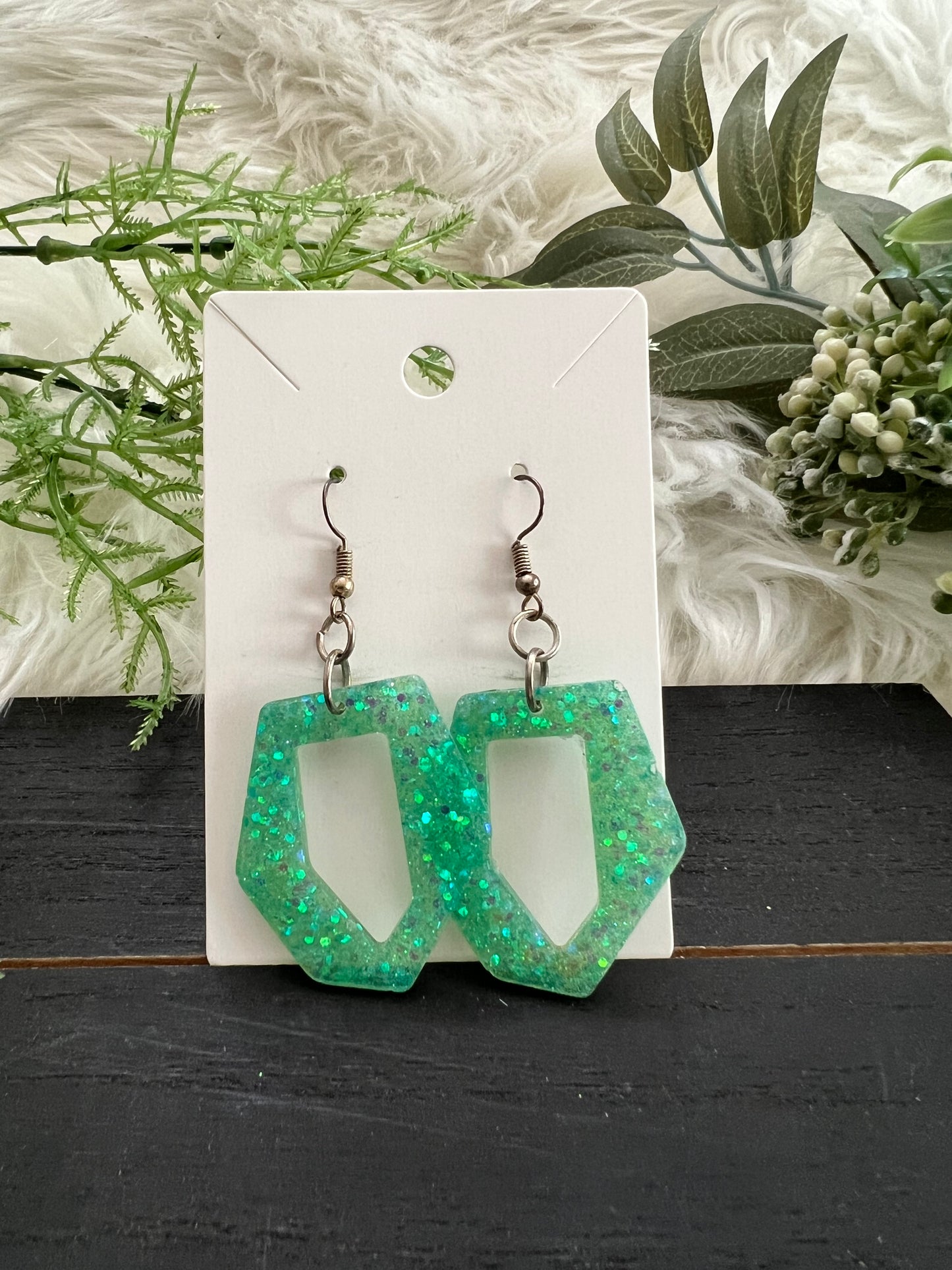 Aqua Rhombus Resin Earrings