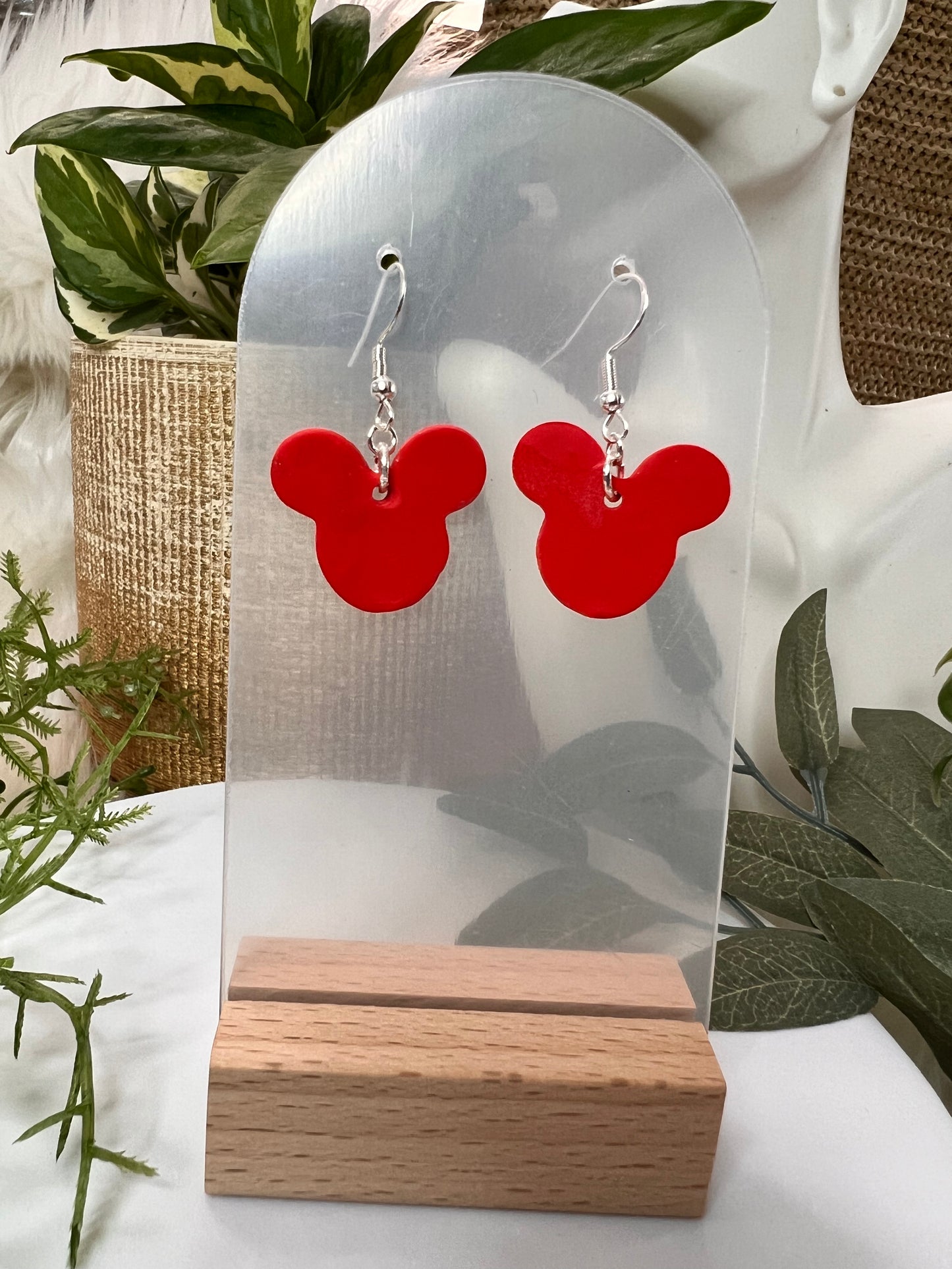 Small Red Mouse Hook Earrings
