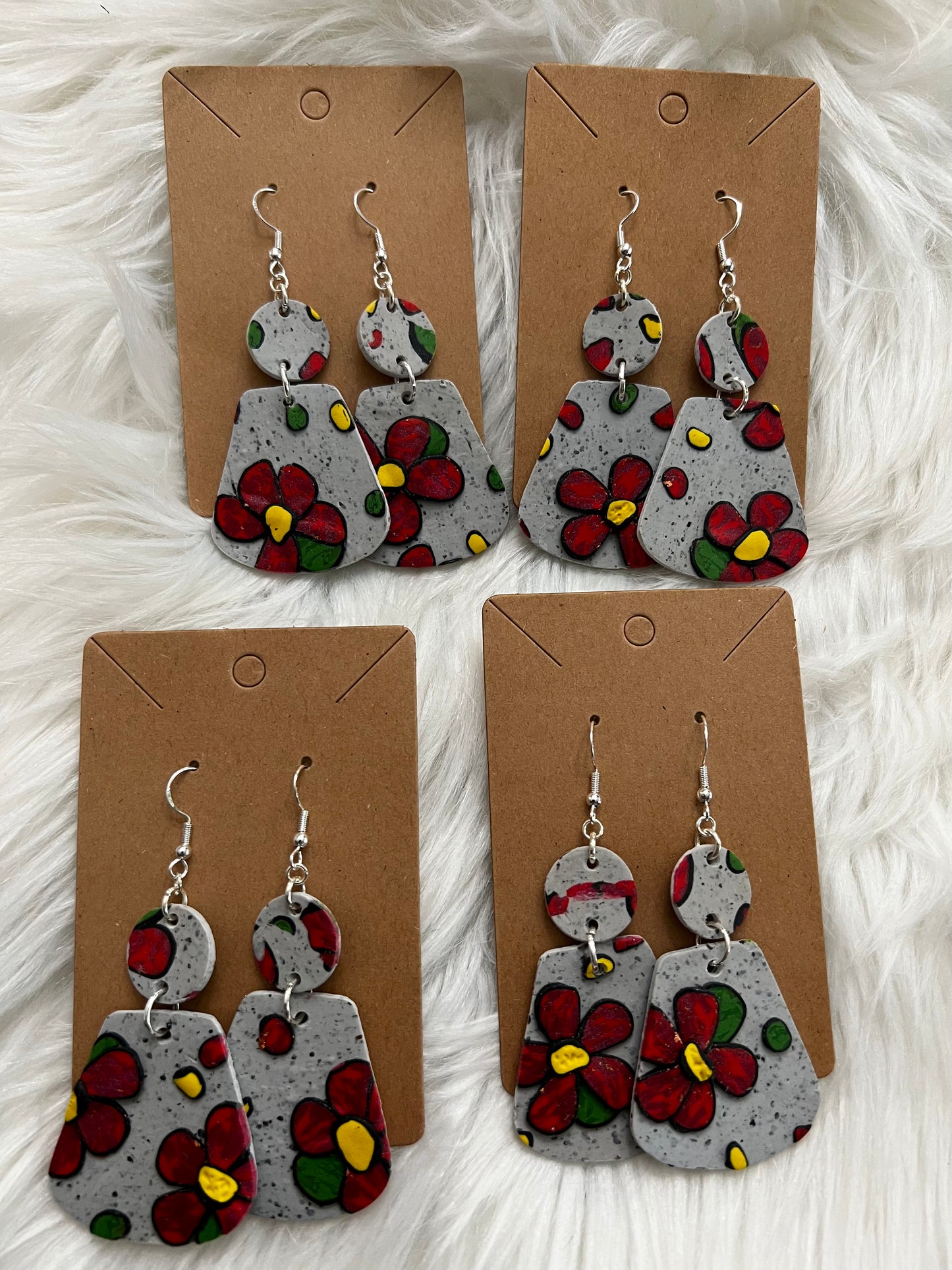 Cartoon Flowers (3D) Hook Earrings