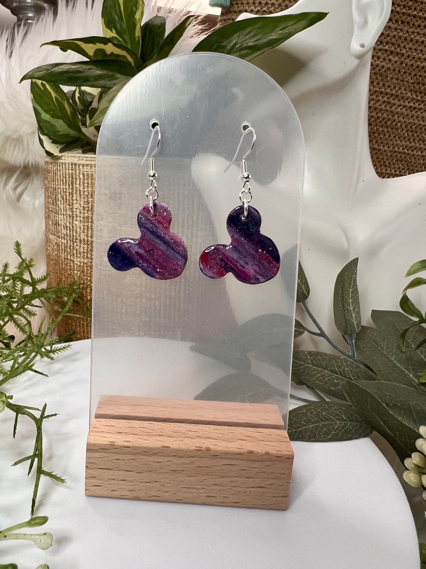 Small Purple Mouse Hook Earrings