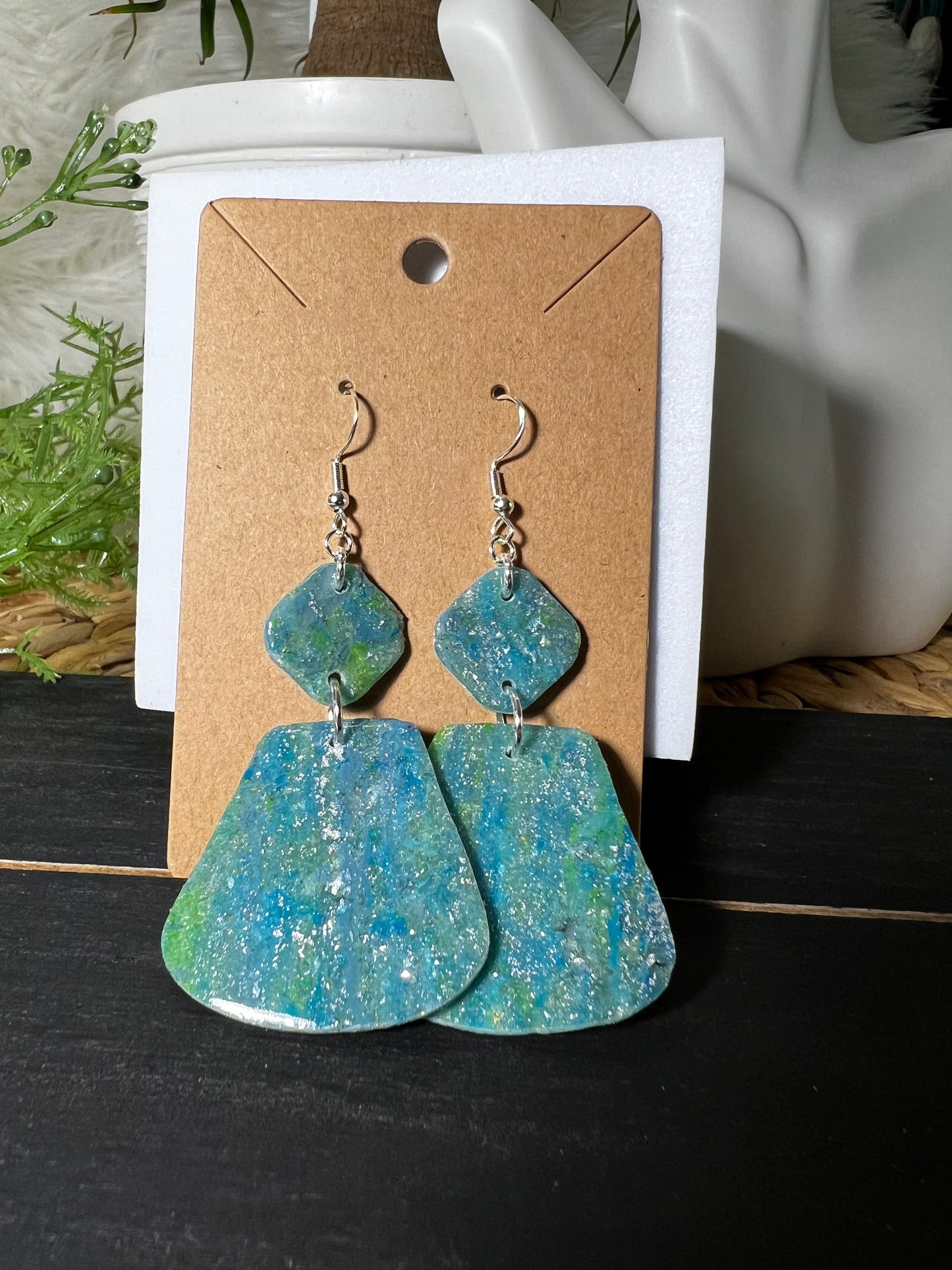 Large Aqua Hook Earrings