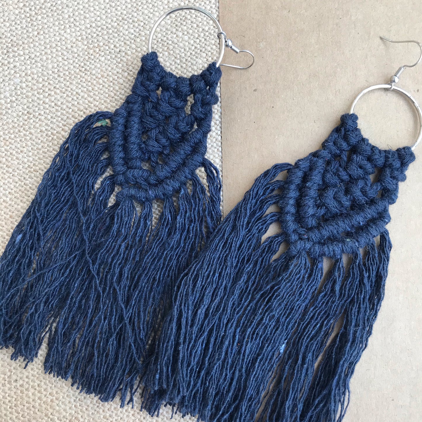 Navy Knots Macramé Earrings
