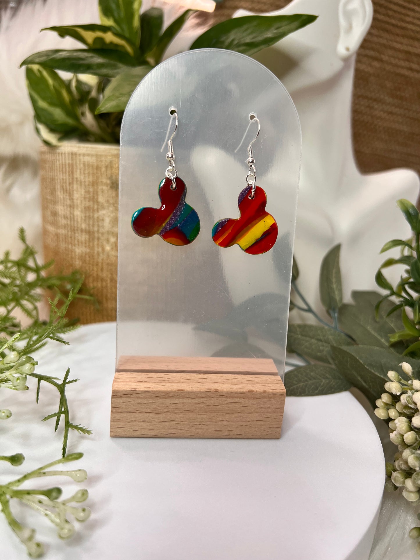Small Rainbow Mouse Hook Earrings