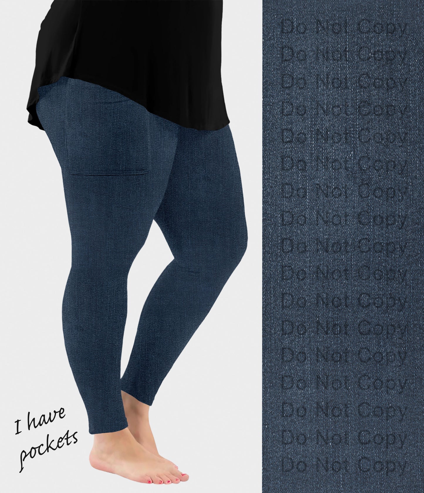 RTS - Indigo Blue Denim Leggings w/ Pockets