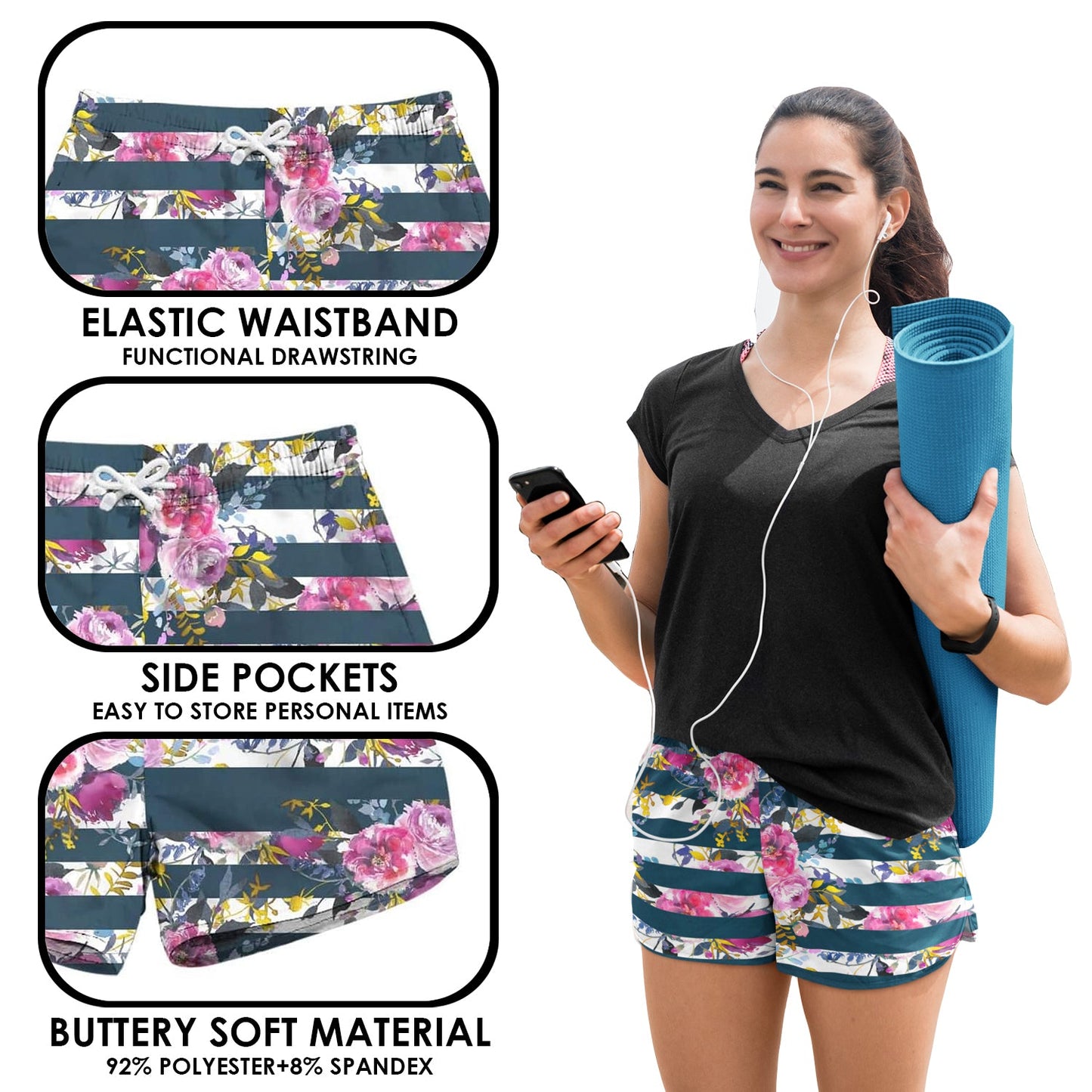 Floral Striped Shorts