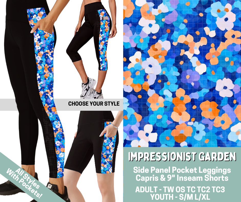 Preorder! Closes 5/20. ETA Aug. Impressionist Garden Combo Side Panel Legging Lengths