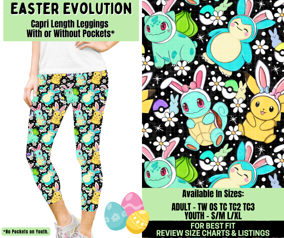 Preorder! Closes 1/19. ETA April. Easter Evolution Capri Length Leggings w/wo Pockets