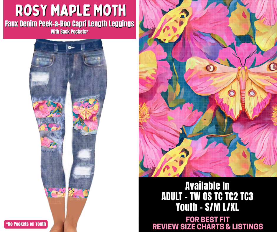 Preorder! Closes 1/1. ETA March. Rosy Maple Moth Capri Faux Denim Peekaboo
