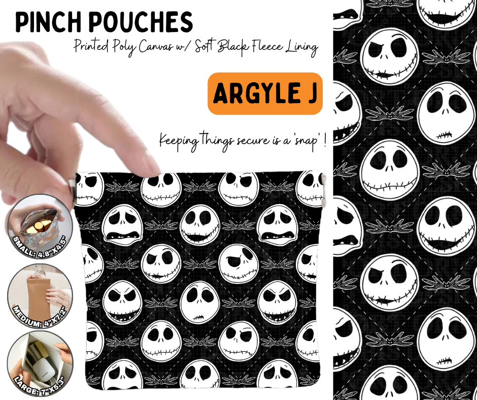 Preorder! Closes 6/17. ETA Sept. Argyle J Pinch Pouches in 3 Sizes