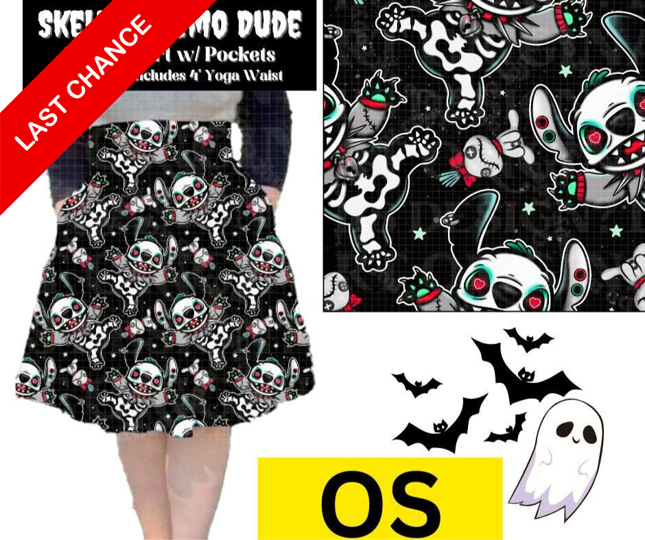 Skeleton Emo Dude Swing Skirt