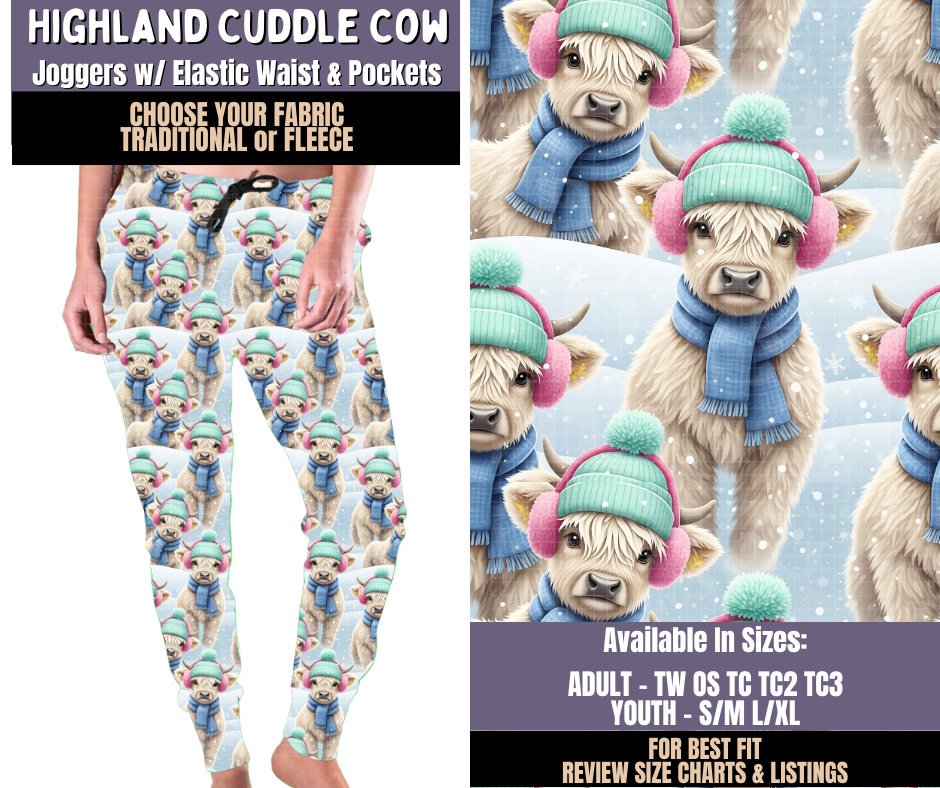 Preorder! Closes 9/3. ETA Dec. Highland Cuddle Cow Joggers Choose Fleece or Traditional