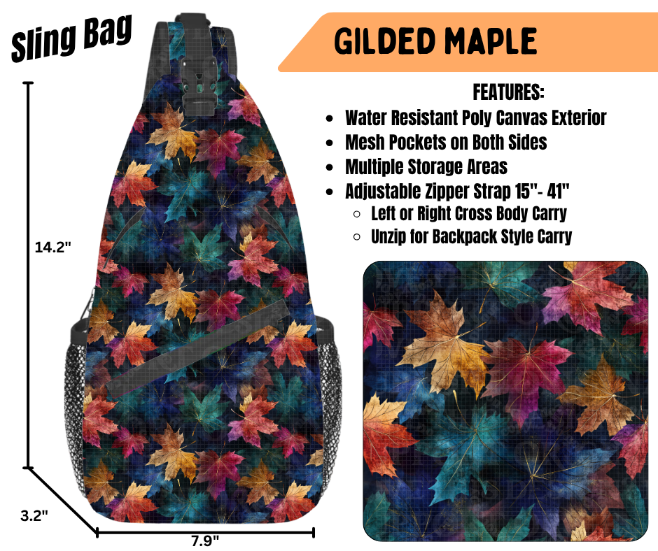 Preorder! Closes 6/22. ETA Sept. Gilded Maple Sling Bag