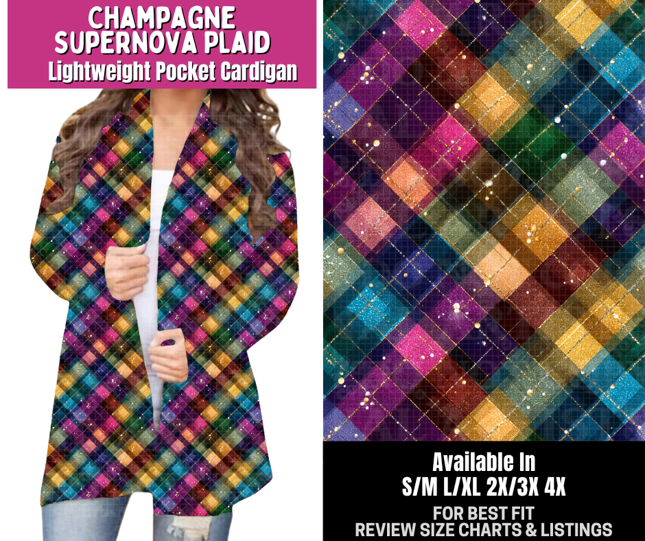 Preorder! Closes 6/18. ETA Sept. Champagne Supernova Plaid Pocket Cardigan